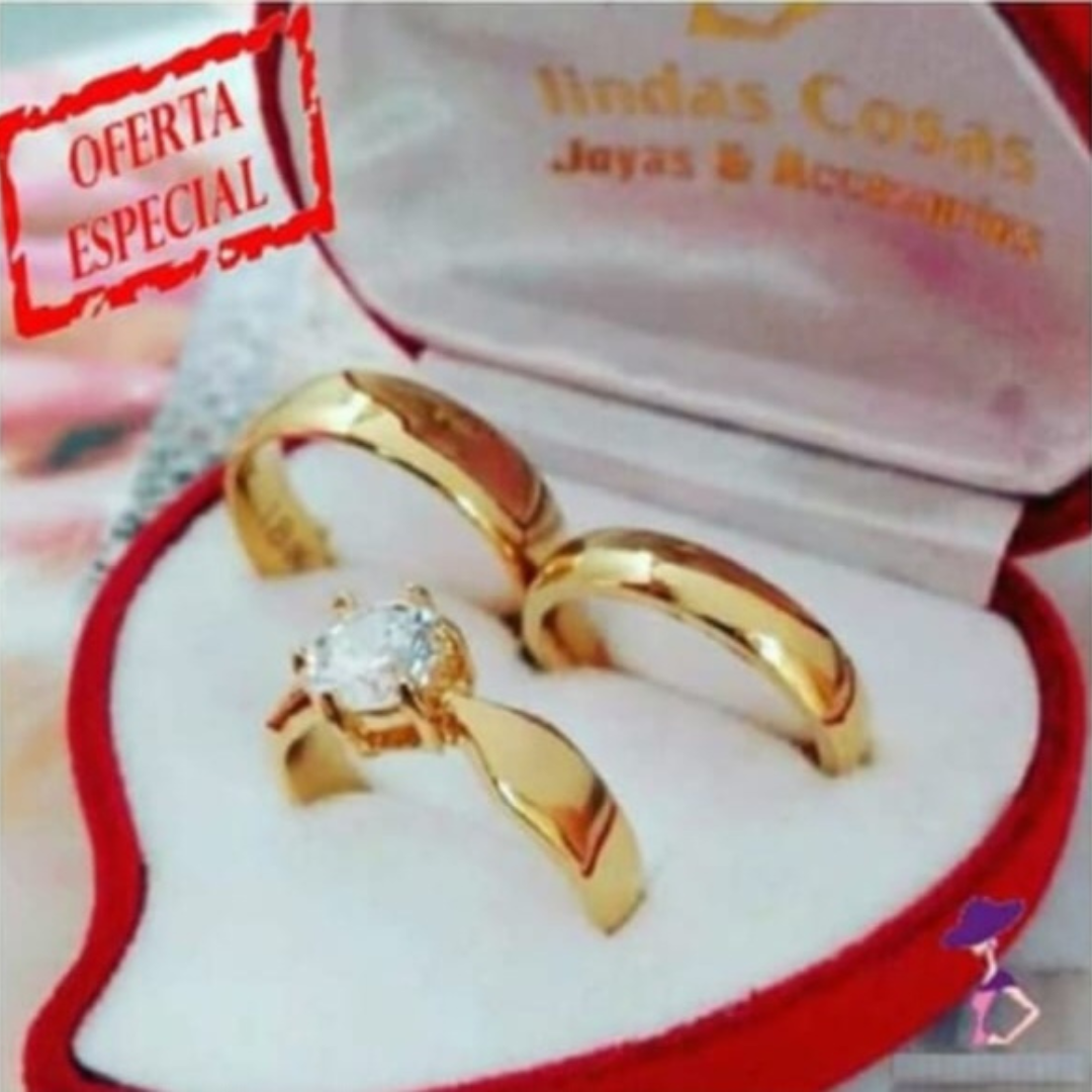 Argollas Clásicas 3 Unidades Oro Laminado 18K