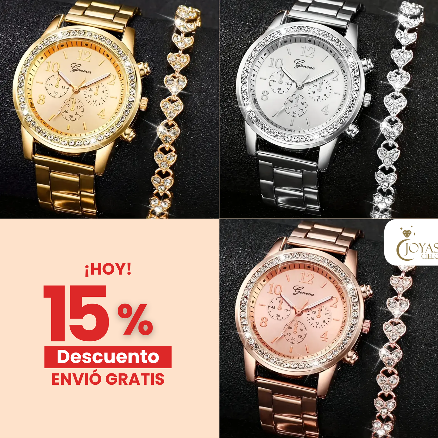 2 piezas de reloj & pulsera de cuarzo