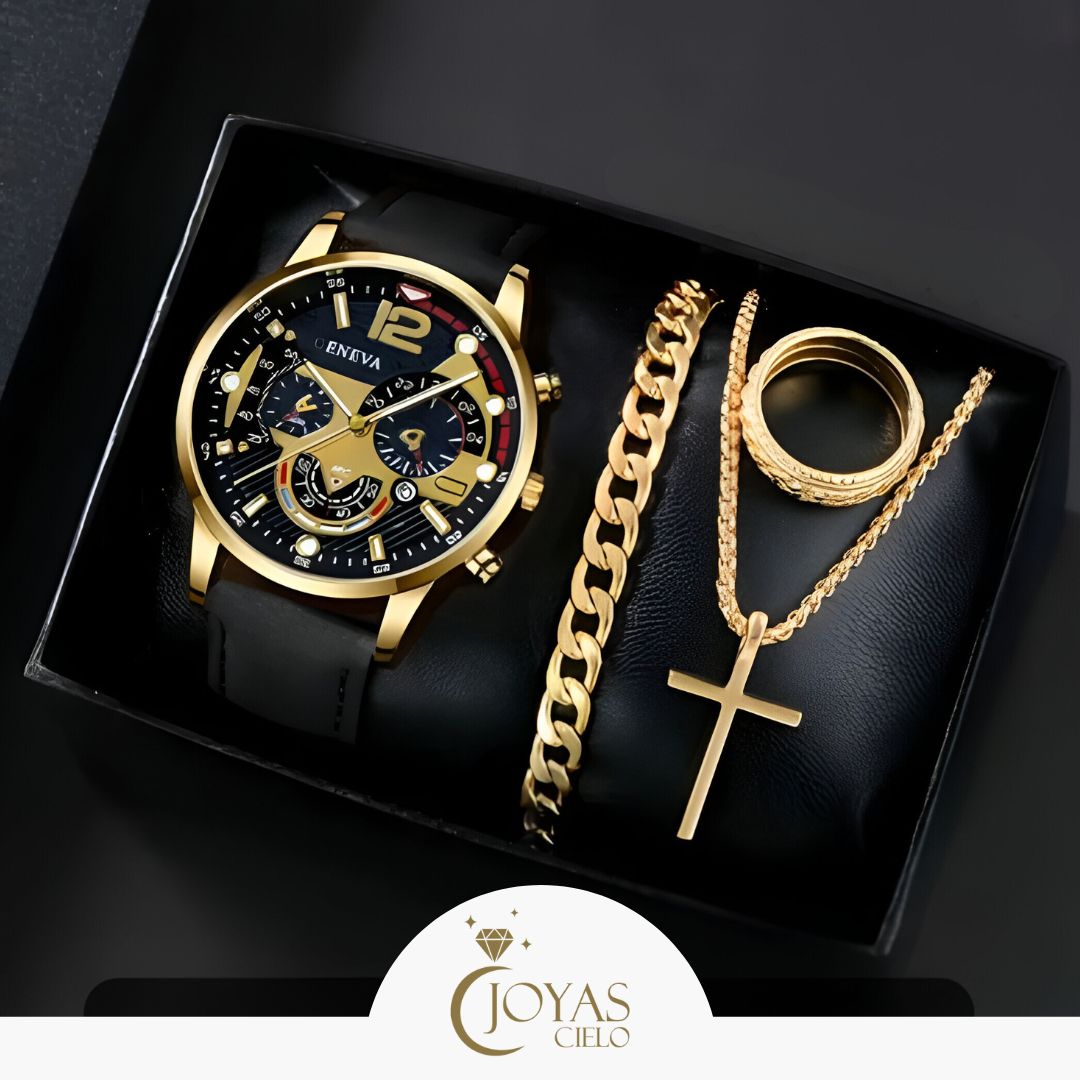 Combo reloj, pulsera, collar y anillo