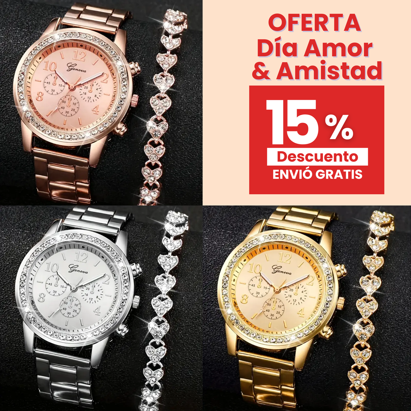 2 piezas de reloj & pulsera de cuarzo