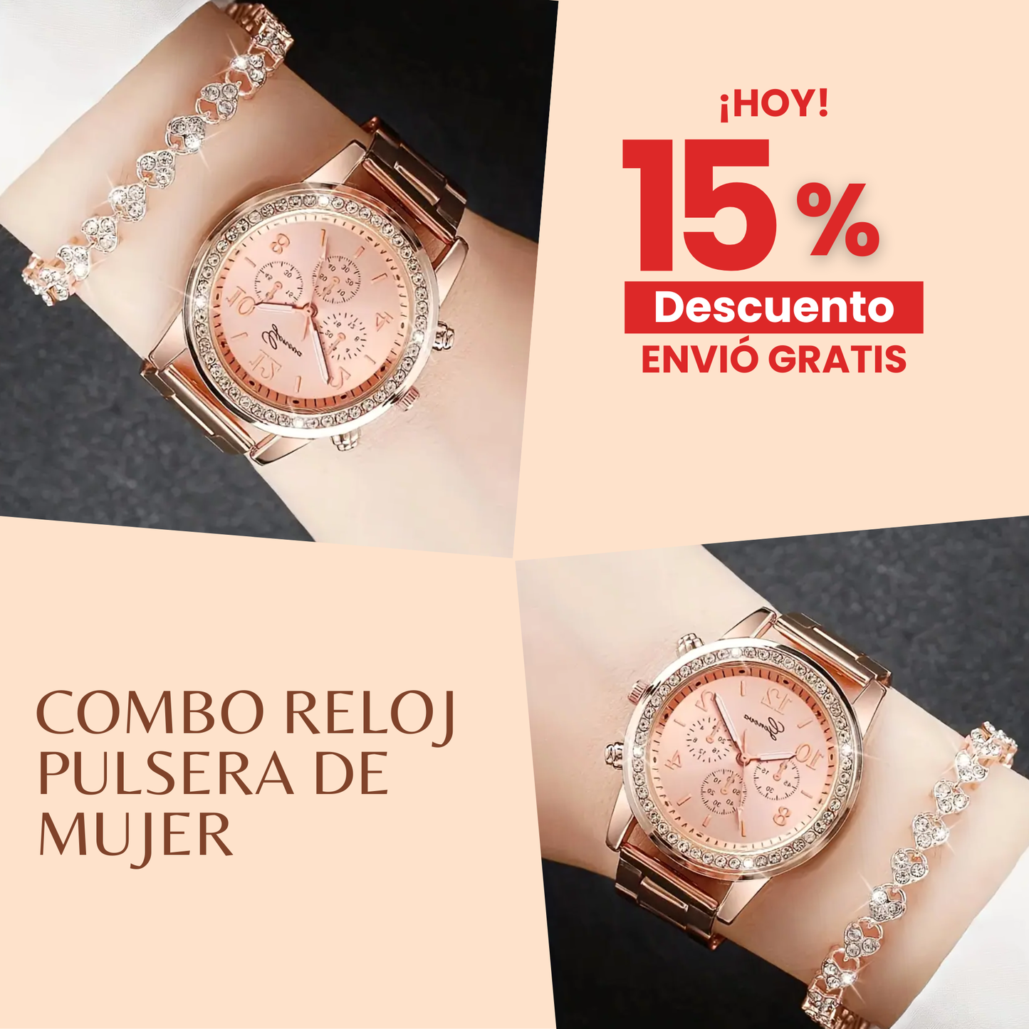 2 piezas de reloj & pulsera de cuarzo