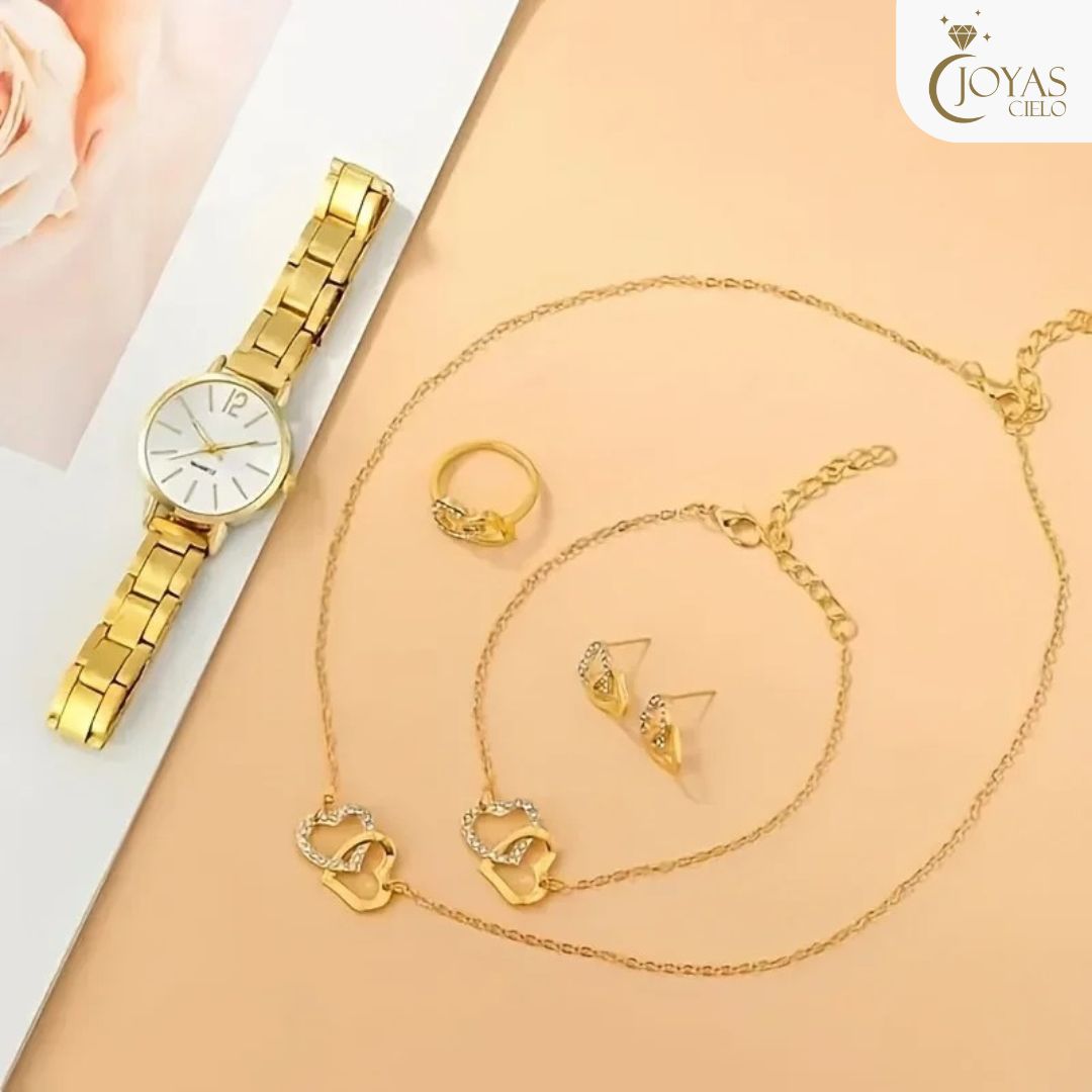Reloj, Cadena, Anillo, Collar y Pulsera de Dama