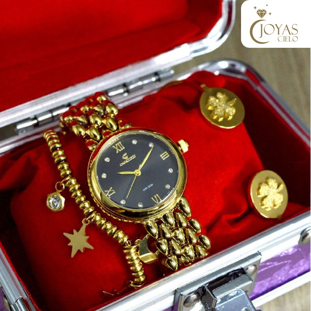 Set de Reloj y Pulseras con Estuche