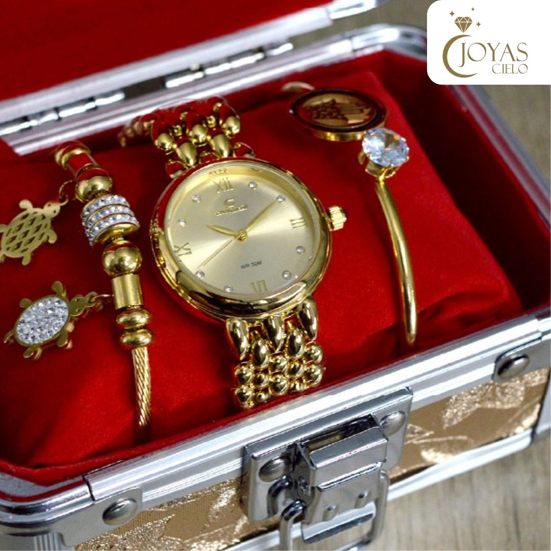 Set de Reloj y Pulseras con Estuche