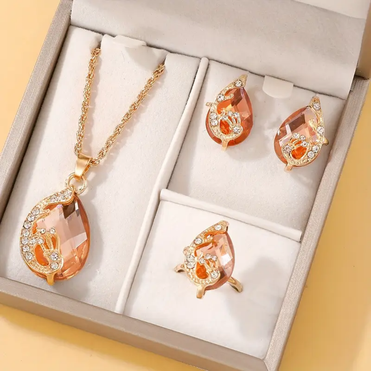 SET 3 PIEZAS JOYERIA DE CRISTAL