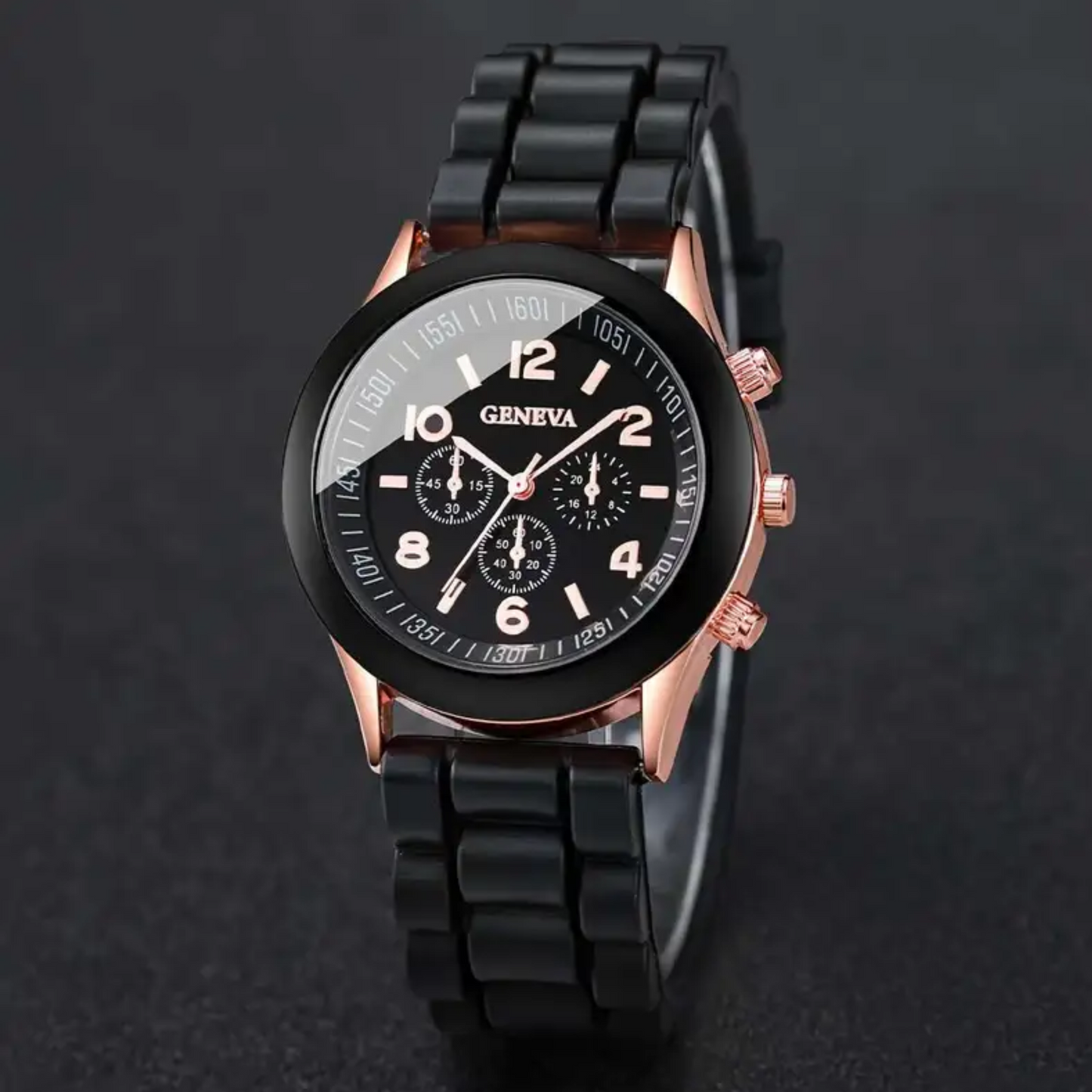 SET 5 PIEZAS RELOJ NEGRO + PULSERAS