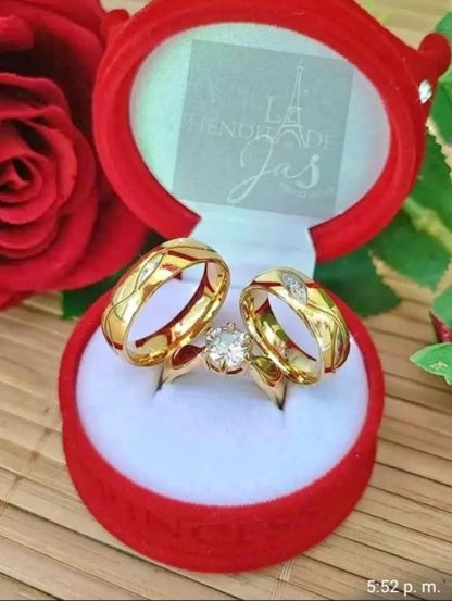 Argollas Zafiro 3 Unidades Oro Laminado 18K