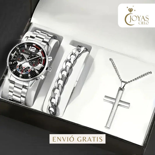 Combo De Reloj+Pulsera+Cadena