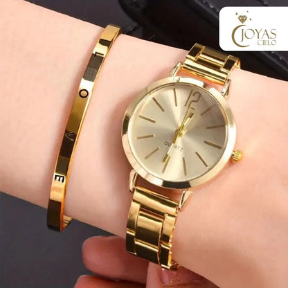 Combo 2pz Reloj Y Pulsera De Mujer