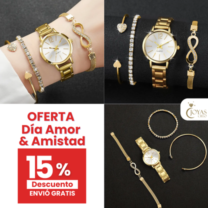 Set 4 piezas reloj + pulseras