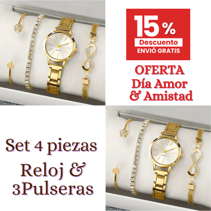 Set 4 piezas reloj + pulseras