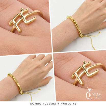 Combo Pulsera Y Anillo Fe