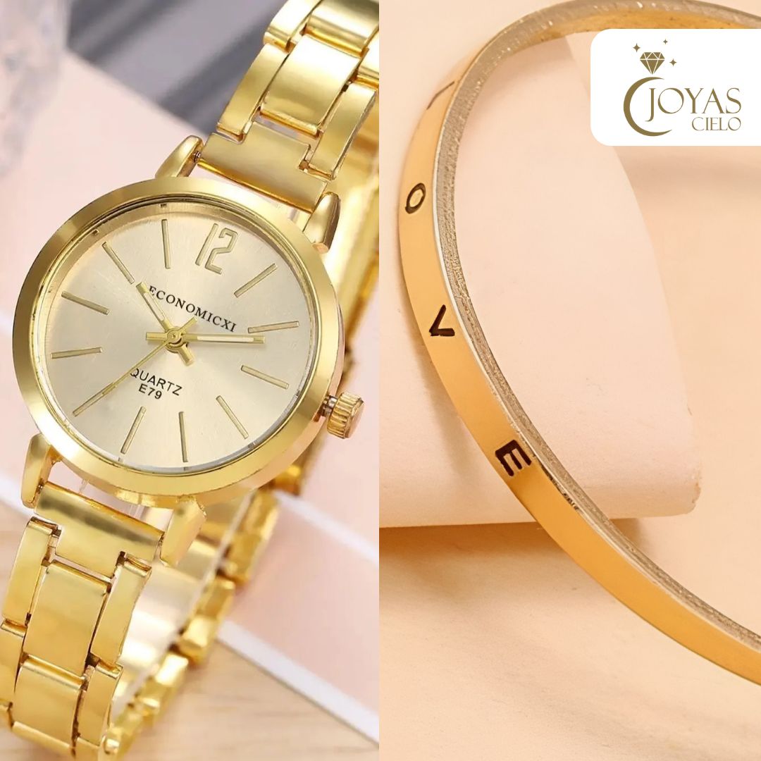 ✨ 🛍️ Combo de Elegancia: Reloj + Pulsera para Mujer