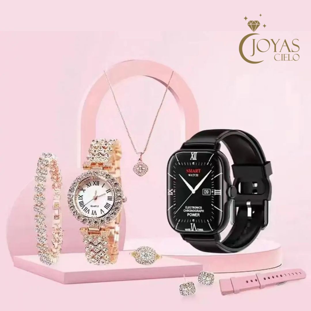 Combo de reloj y accesorios para dama