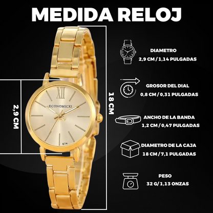 SET 2 PIEZAS GOLDEN ELEGANCE- RELOJ + PULSERA ESTRELLA💎