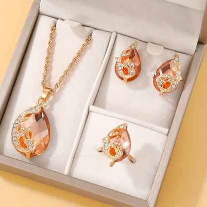 SET 3 PIEZAS JOYERIA DE CRISTAL