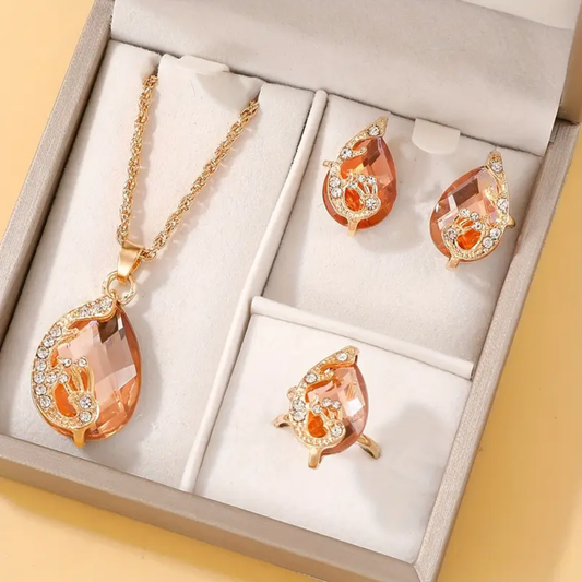 SET 3 PIEZAS JOYERIA DE CRISTAL