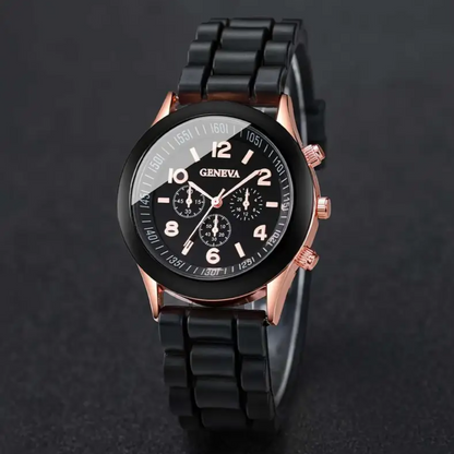 SET 5 PIEZAS RELOJ NEGRO + PULSERAS