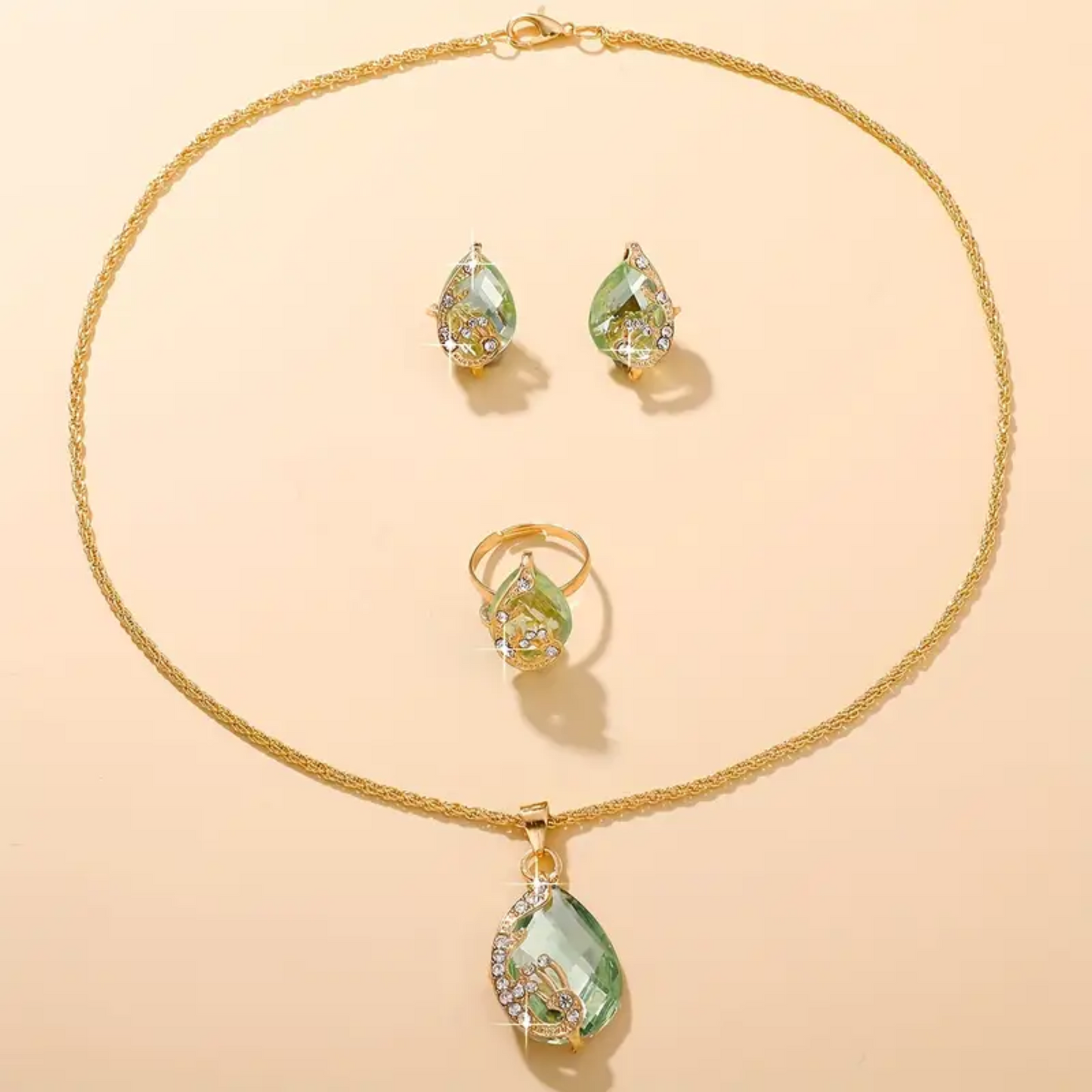 SET 3 PIEZAS JOYERIA DE CRISTAL