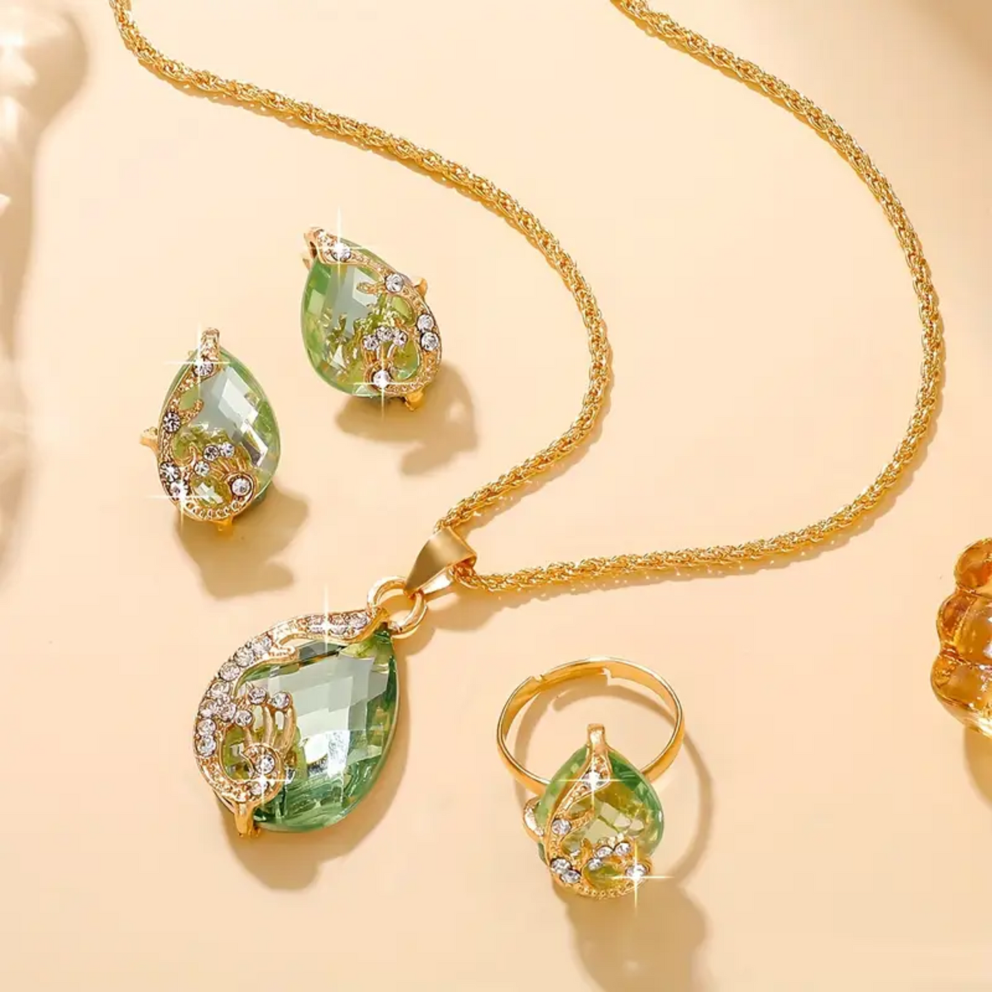 SET 3 PIEZAS JOYERIA DE CRISTAL