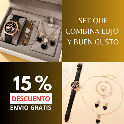 SET 5 PIEZAS CORAZON-NEGRO