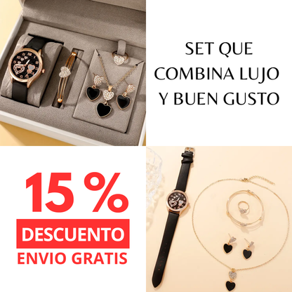 SET 5 PIEZAS CORAZON-NEGRO